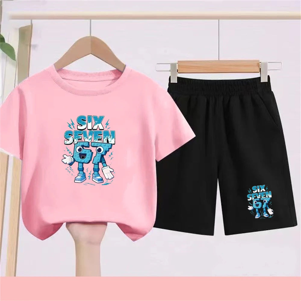 Kidsclick Kids’ Black 2-Piece Sports T-Shirt & Shorts Set – Summer Casual Outfit (Boys & Girls)