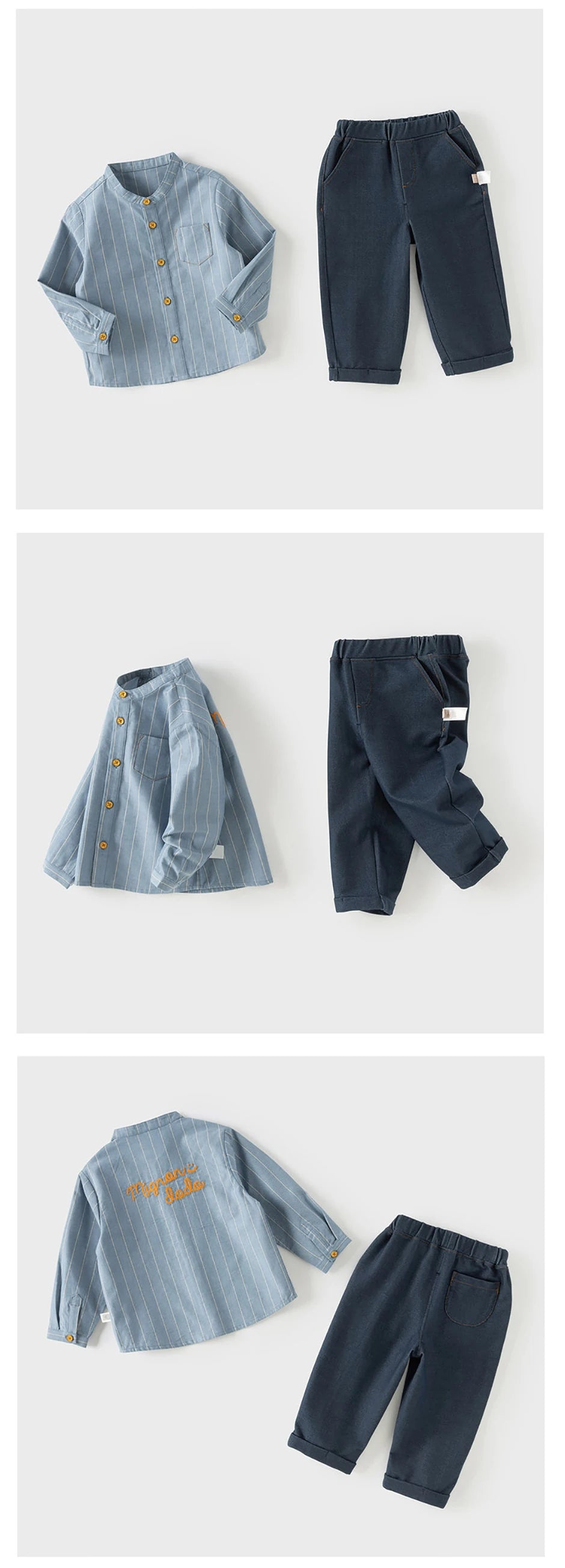 Kidsclick Boys’ Cotton Shirt & Pants Set – Spring 2-Piece Casual Outfit (Toddlers & Kids)