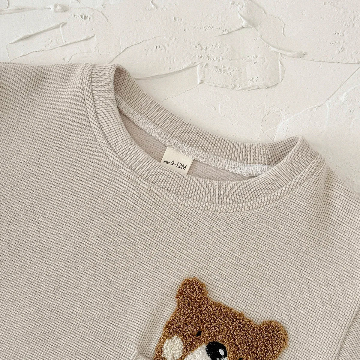 Korean Style Baby Boy Girl Clothes Set Breathable Fabric Bear Embroidery Pullover+All-over Bear Print Pants Infant Casual Outfit