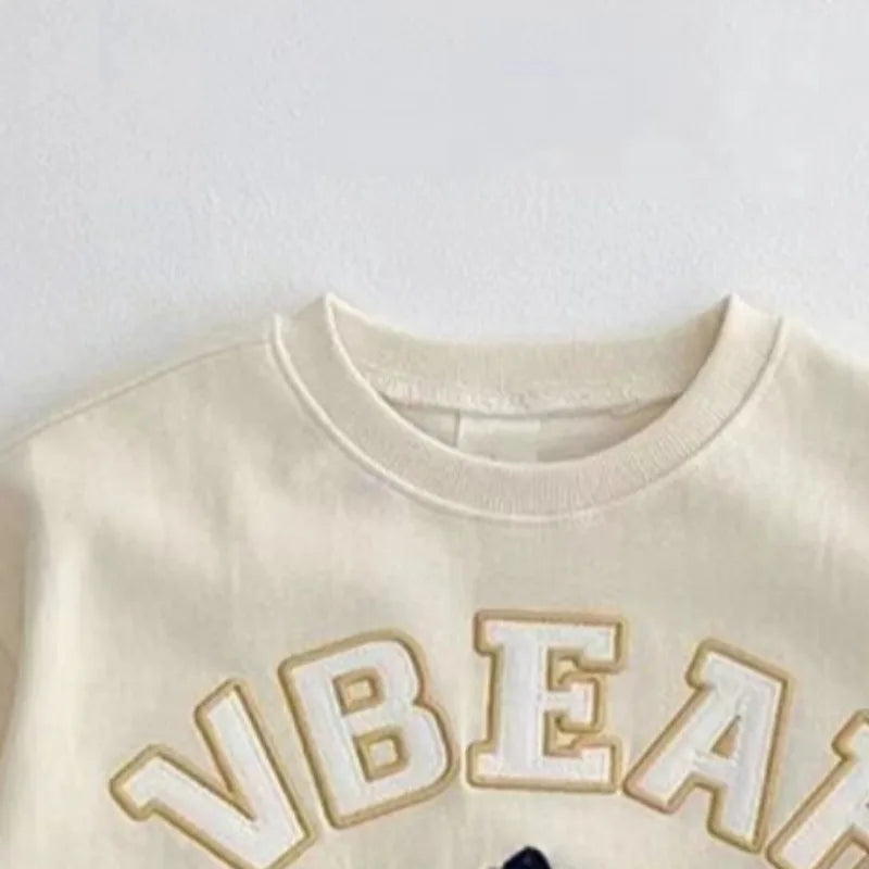 Winter Spring Baby Girls Boy Clothes Set Toddle Kid Cotton Embroidery Letter Sweatshirts Pullover Top and Pants 2 Pieces Suit