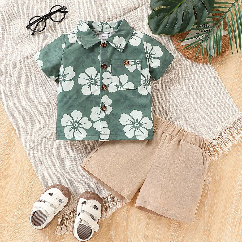 Kidsclick Boys’ Summer Vacation T-Shirt & Shorts Set – 2-Piece Casual Outfit with Pocket Detail (Toddlers)