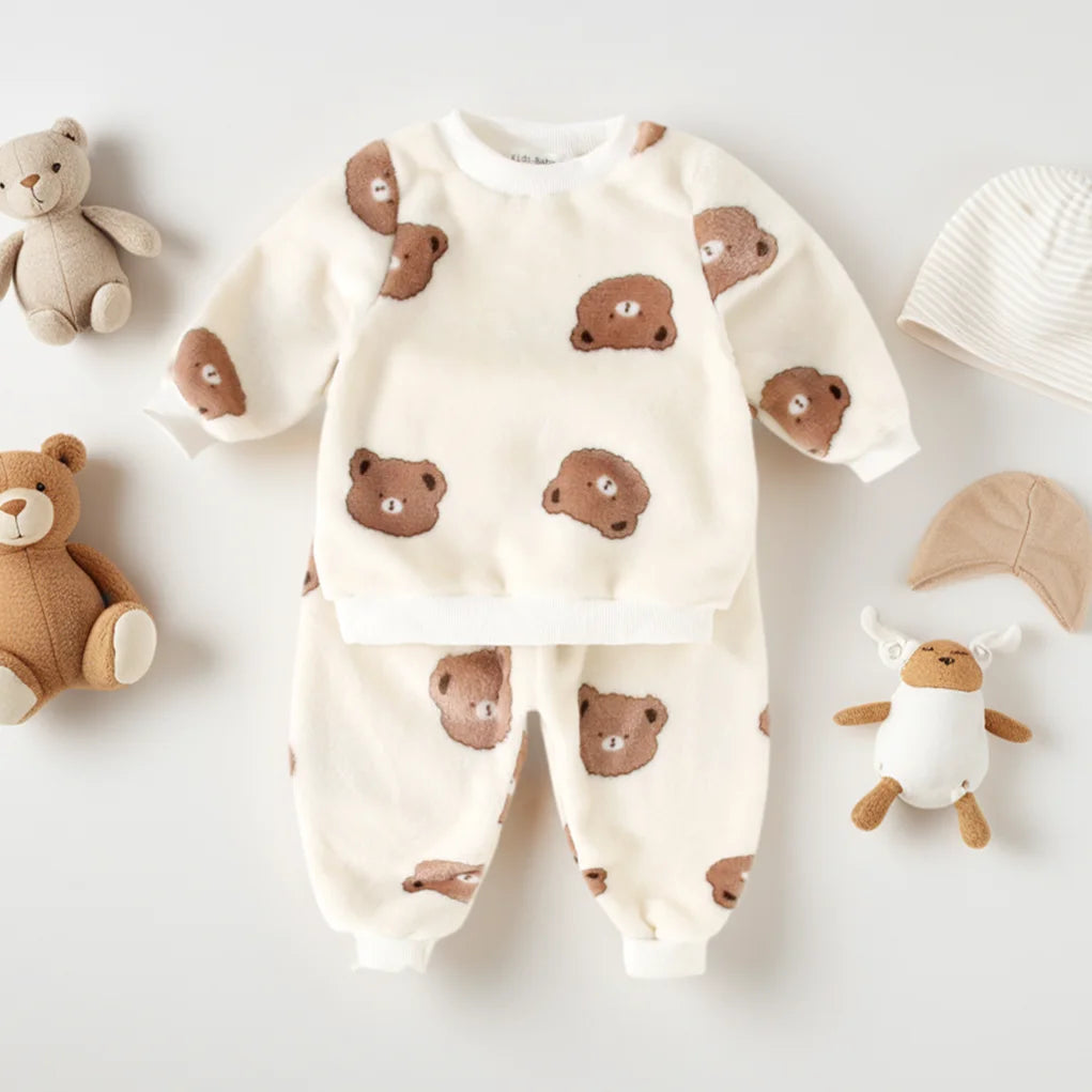 Sanlutoz Cute Animals Warm Little Kids Clothing Sets Long Sleeve Tops + Trousers 2Pcs Winter