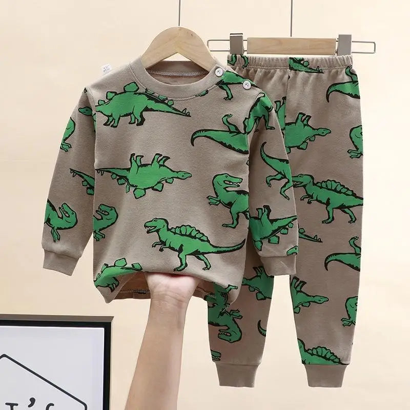 Dinosaur Printed Baby Boys Home Clothes Two Piece Set Autumn Winter Inner Wear Long Sleeve Set Toddler Costume Kids Pajamas
