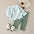 Kidsclick Boys’ Striped Sweatshirt & Pants Set – Fall 2-Piece Casual Outfit (Ages 1-8 Years, Toddlers)