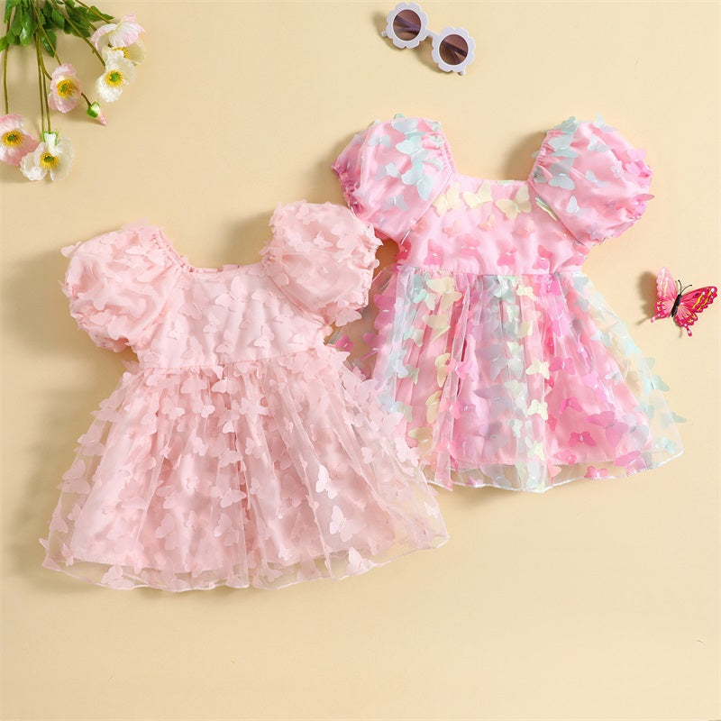 Kidsclick Baby Girl Butterfly Tulle Princess Dress – Puff Sleeve Summer Party Dress