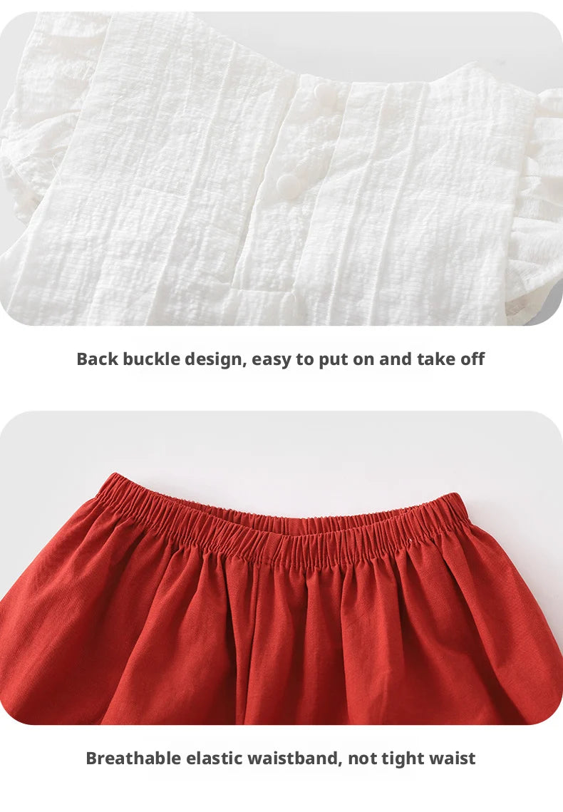 【Youqi】Chinese 0-2 Year Old Baby Girl Outfit Short-Sleeve Shorts Set New Style Baby Top Two-Piece Set Children's Fashionable Outfit