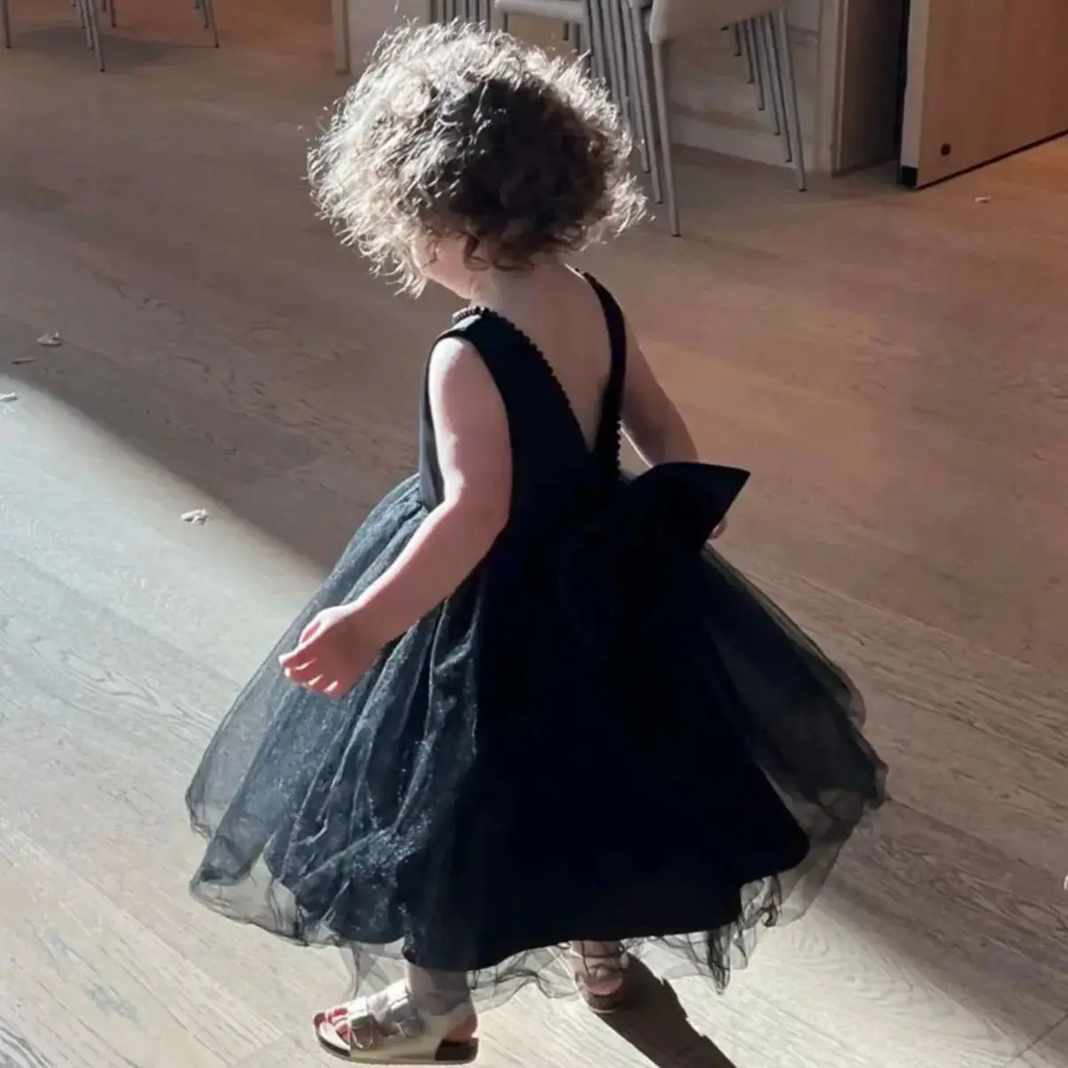 Kidsclick Baby Girls Tulle Backless Pageant Dress – Big Bow Flower Girl Dress with Headband