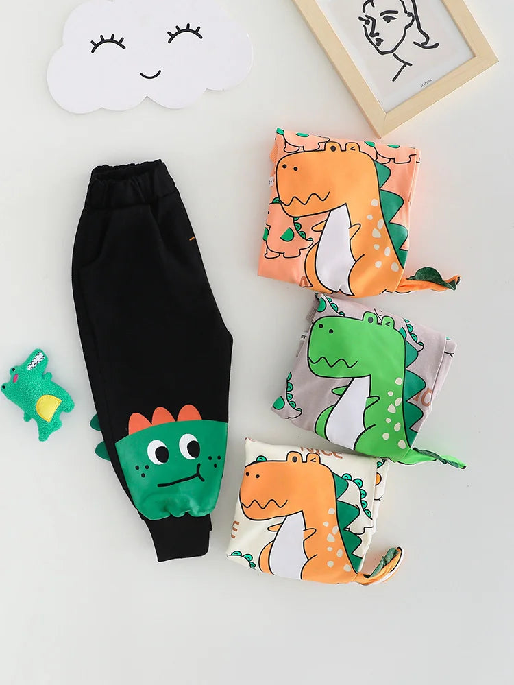 Kidsclick Kids’ Cartoon T-Shirt & Pants Set – Spring/Autumn 2-Piece Casual Outfit (Toddlers 1-5 Years)