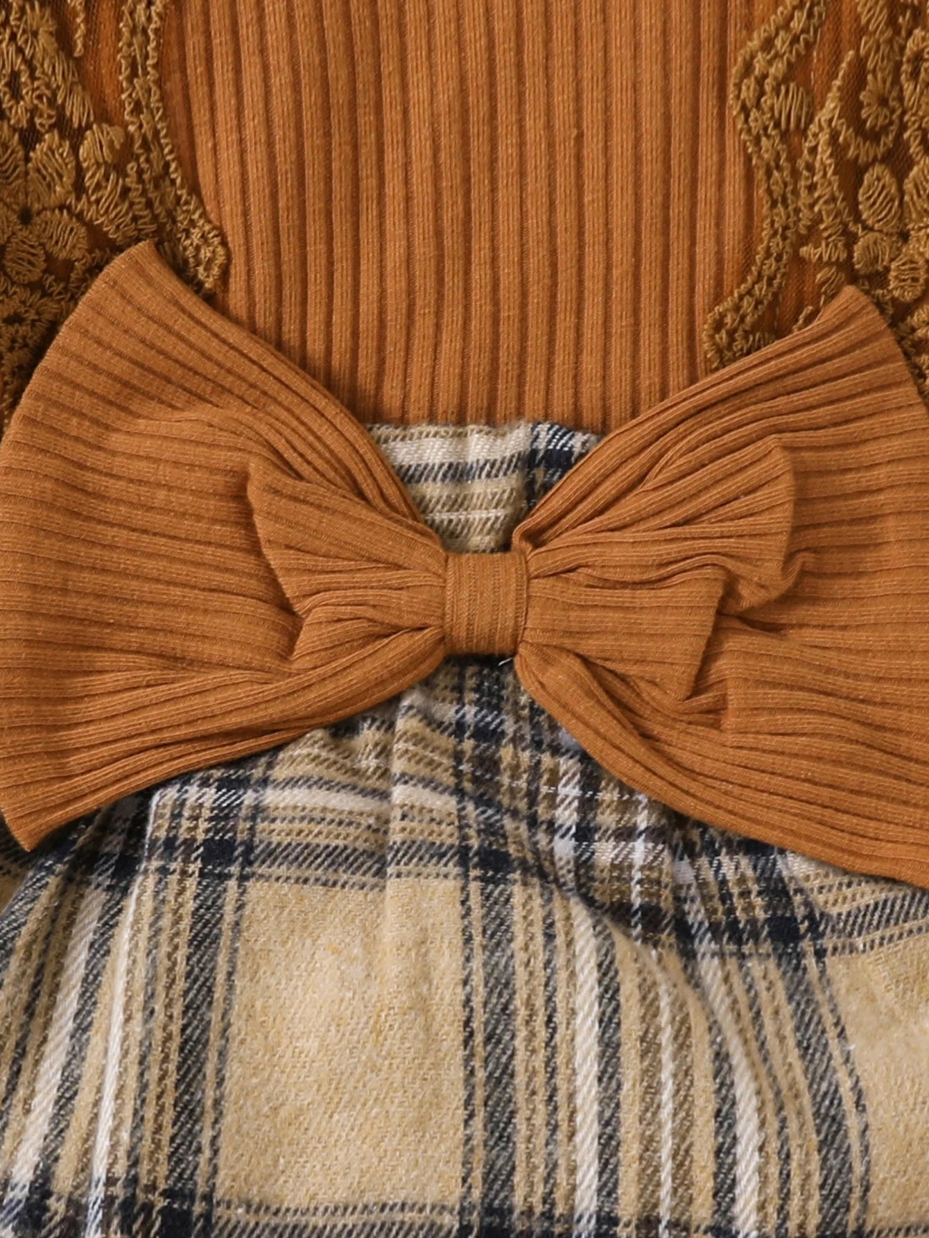 Baby Gilrs Long Sleeve Autumn/Winter Plaid With Bow Honey Jumpsuit For Newborn-18M Vacation Wear +Headband