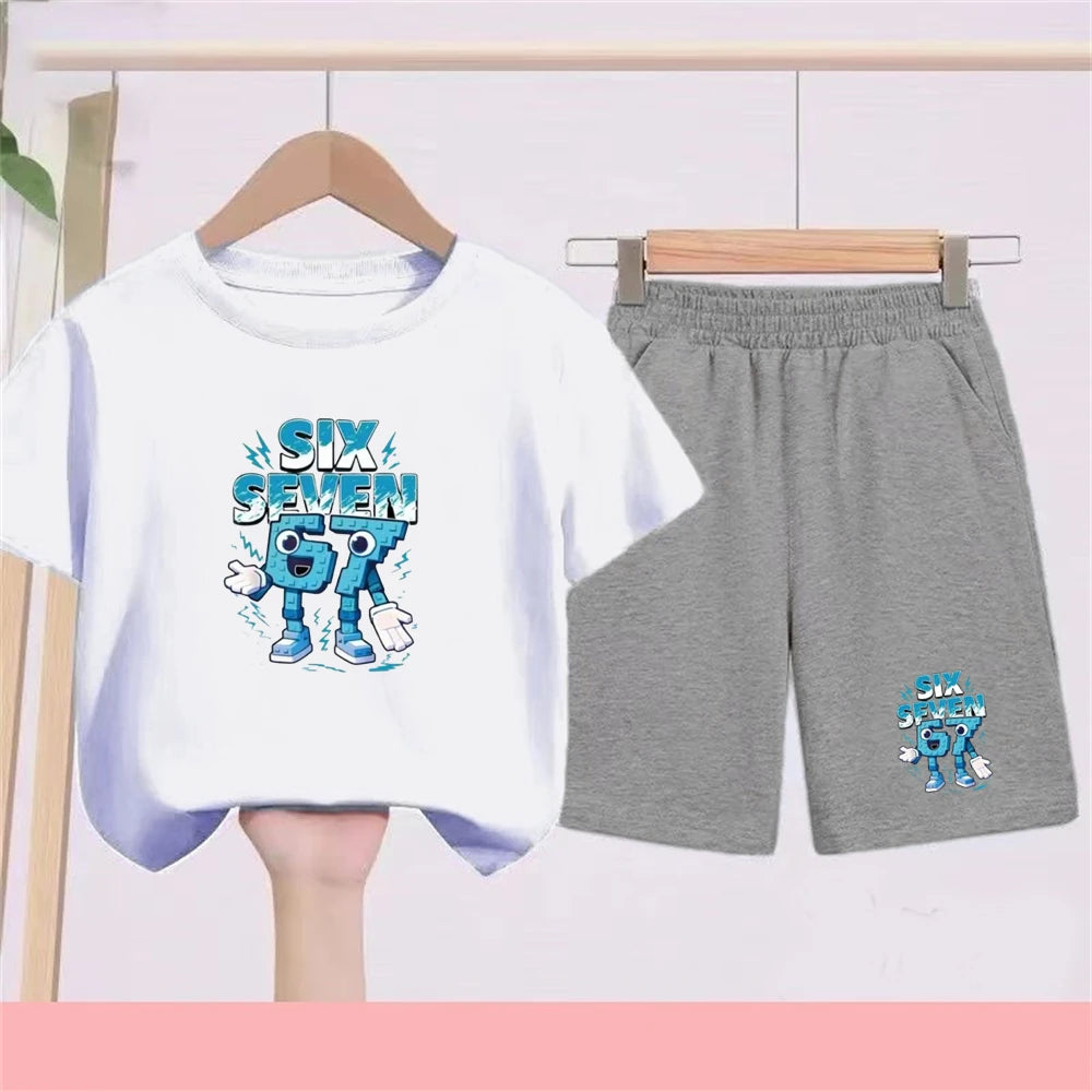 Kidsclick Kids’ Black 2-Piece Sports T-Shirt & Shorts Set – Summer Casual Outfit (Boys & Girls)