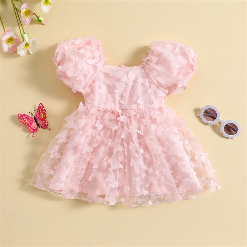 Kidsclick Baby Girl Butterfly Tulle Princess Dress – Puff Sleeve Summer Party Dress