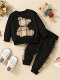 Spring Baby Girls Clothes Set Children Boy Cartoon Bear Printed Sweatshirts Pullover Top and Pants 2pcs Suit Children Tracksuits