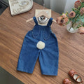 2025 Autumn New Baby Girl Sleeveless Denim Jumpsuit Toddler Girl Cute Rabbit Ear Overalls Infant Romper Kids Clothes 0-24M