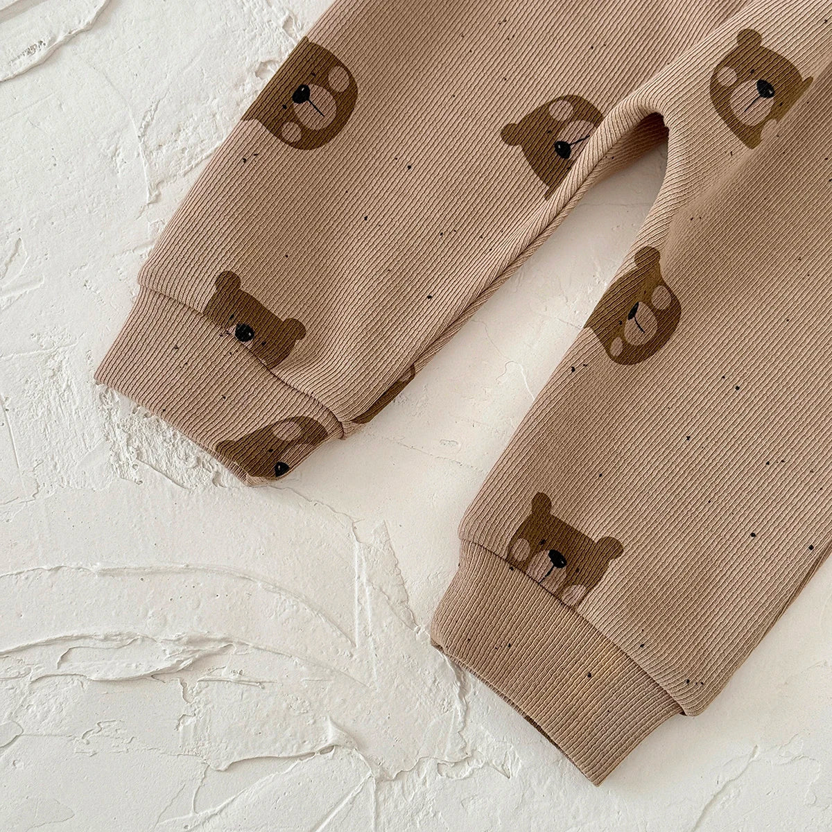 Korean Style Baby Boy Girl Clothes Set Breathable Fabric Bear Embroidery Pullover+All-over Bear Print Pants Infant Casual Outfit