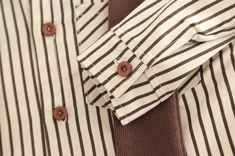 Kidsclick Boys’ Striped Long Sleeve Shirt & Pants Set – Spring/Autumn 2-Piece Casual Outfit (Infants & Toddlers)