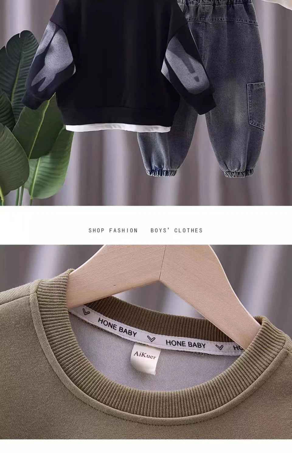 Kidsclick Boys’ Letter Print Sweatshirt & Pants Set – Spring/Autumn 2-Piece Casual Outfit (Ages 1-8 Years)