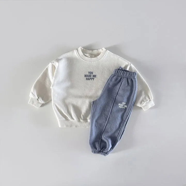 2025 Autumn Children Clothing Set Korean Boys Long Sleeve Sweater+Pants Suit Baby Girls Casual 2PCS Spring Tracksuit Leisure Set