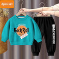 Autumn Baby Girls Clothes Set Letter Printed Pullover Sweatshirts Top And Pants Bottom 2 Pieces Suit Kid Children Boy Tracksuits