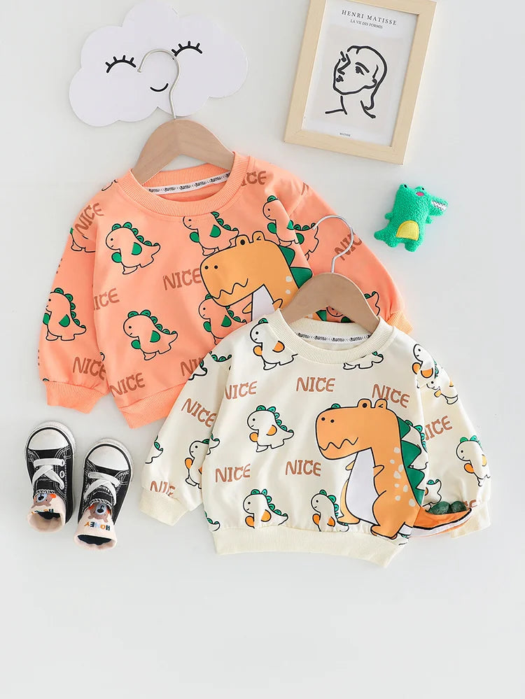 Kidsclick Kids’ Cartoon T-Shirt & Pants Set – Spring/Autumn 2-Piece Casual Outfit (Toddlers 1-5 Years)