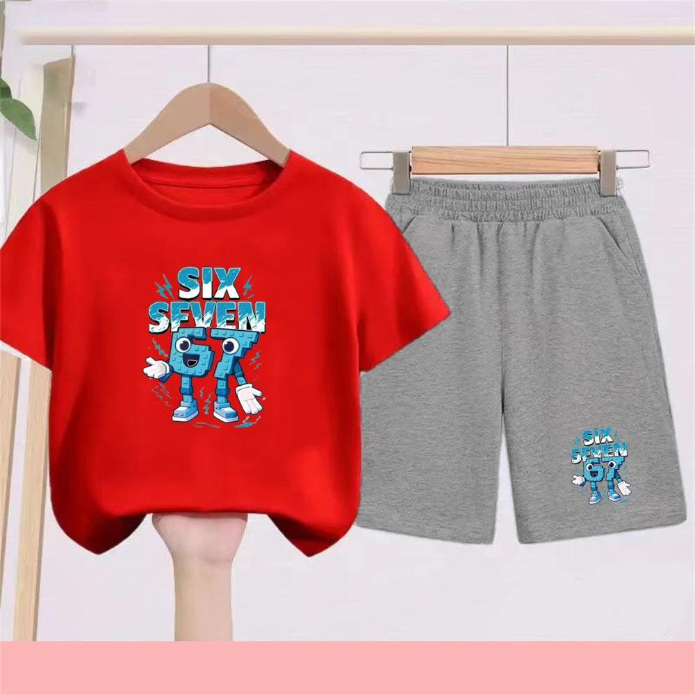 Kidsclick Kids’ Black 2-Piece Sports T-Shirt & Shorts Set – Summer Casual Outfit (Boys & Girls)