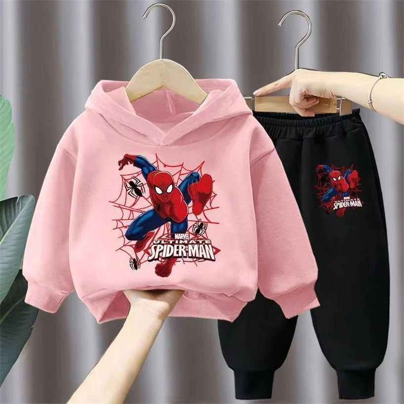 Marvel Spring Autumn Children's Clothing Sets Boys Cartoon Sweatshirt+Sweatpant 2pcs Kids Hooded Sport Pullover Set Tracksuit