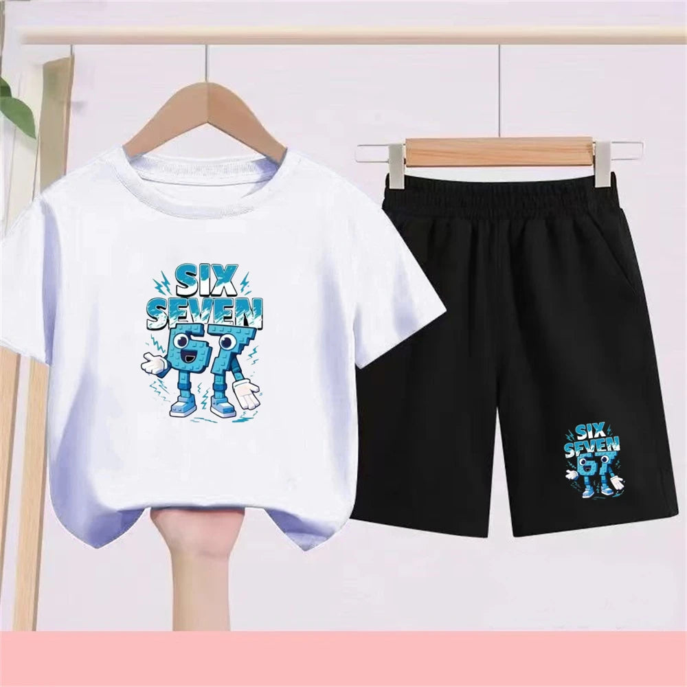 Kidsclick Kids’ Black 2-Piece Sports T-Shirt & Shorts Set – Summer Casual Outfit (Boys & Girls)