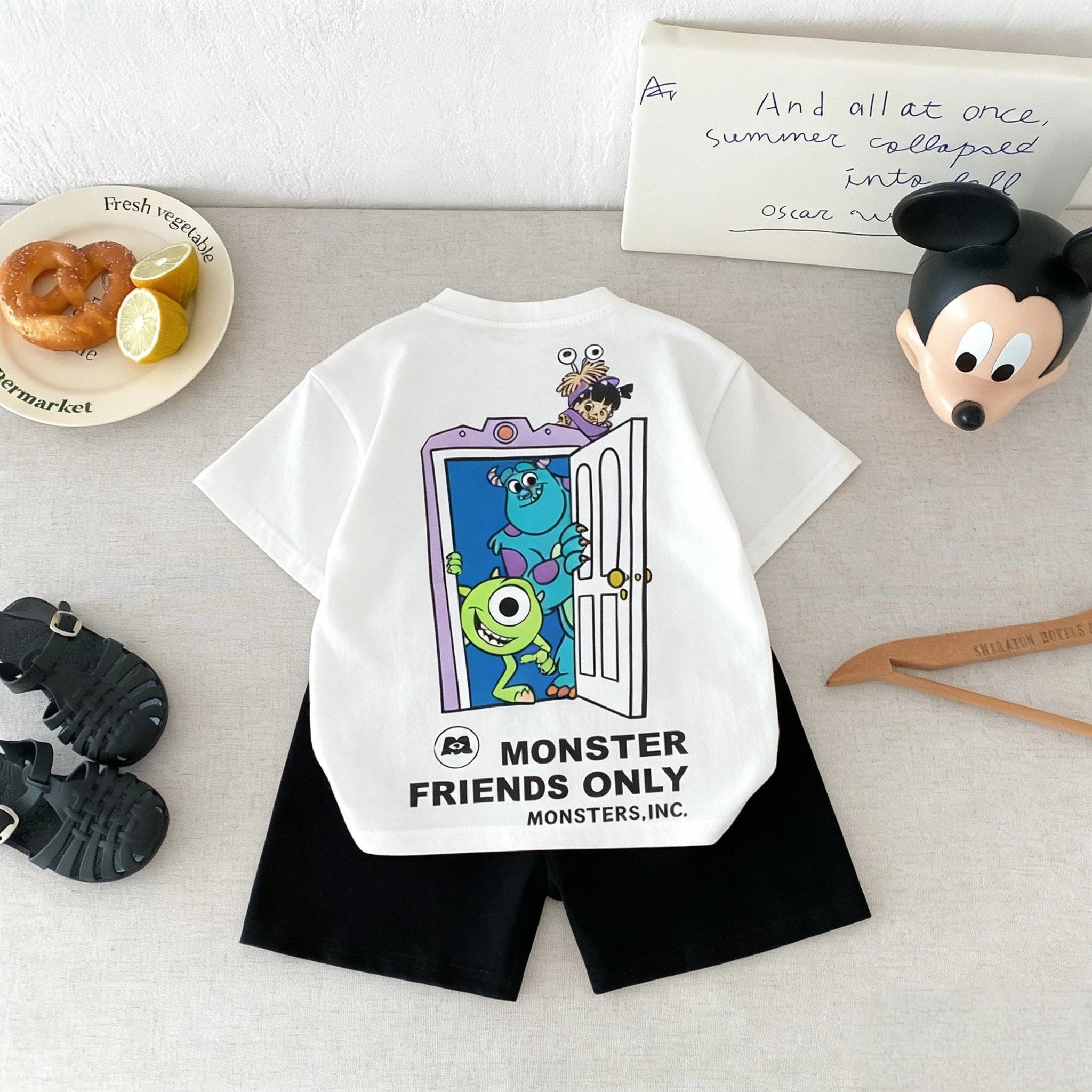 Kidsclick Boys’ Cartoon T-Shirt & Shorts Set – Summer 2-Piece Casual Outfit (Short Sleeve)