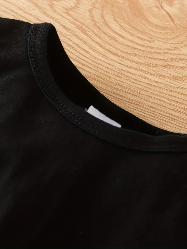 "Kids' Retro Plaid Dress | Black & Red Color Block with Big Bow Waist - Asymmetrical Hem Long-Sleeve Princess Dress"