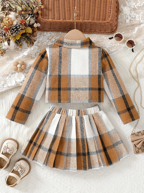 2025 New Striped Long-Sleeved Top and Striped Skirt College-Style Versatile Two-Piece Set