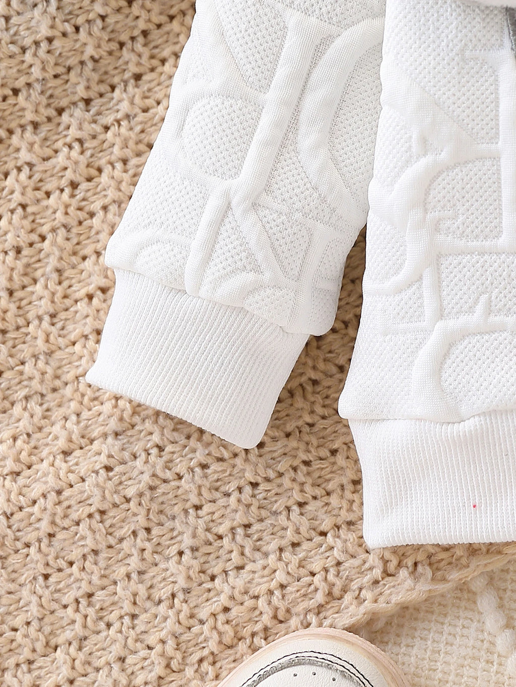 Unisex Baby Elephant Appliqué Quilted Sweatshirt & Distressed Denim Joggers 2-Piece Set