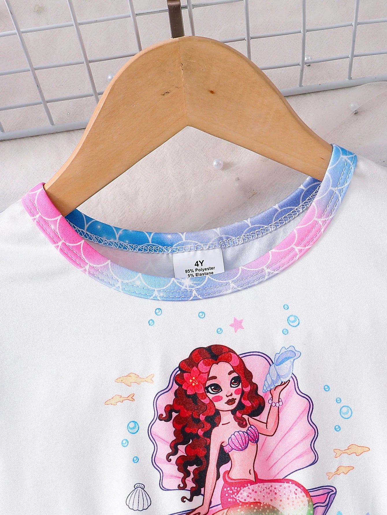 Kidsclick Girls Mermaid Print Summer Dress – Flutter Sleeve Casual Kids Dress