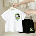Kidsclick Kids’ Mickey Mouse T-Shirt & Shorts Set – Summer 2-Piece Outfit (Green Tee & Black Shorts)