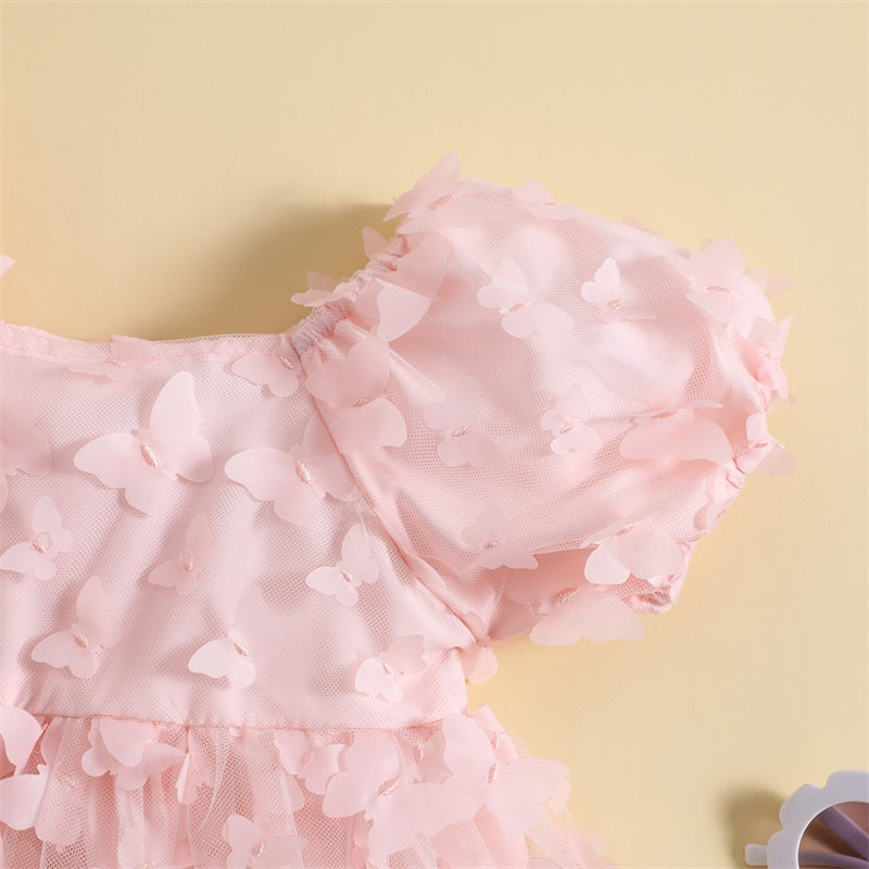 Kidsclick Baby Girl Butterfly Tulle Princess Dress – Puff Sleeve Summer Party Dress