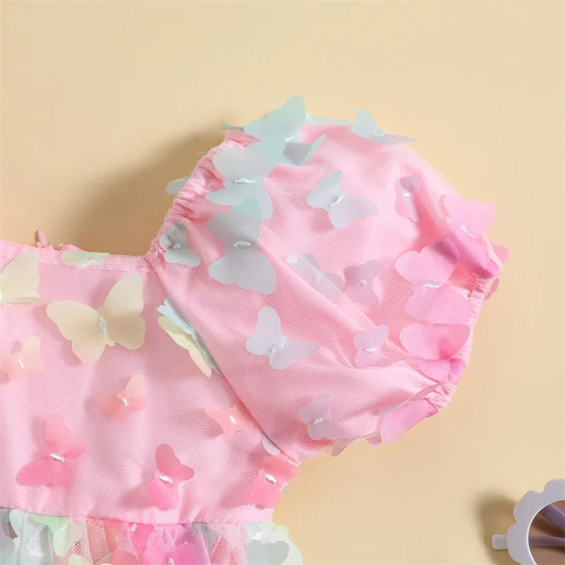 Kidsclick Baby Girl Butterfly Tulle Princess Dress – Puff Sleeve Summer Party Dress