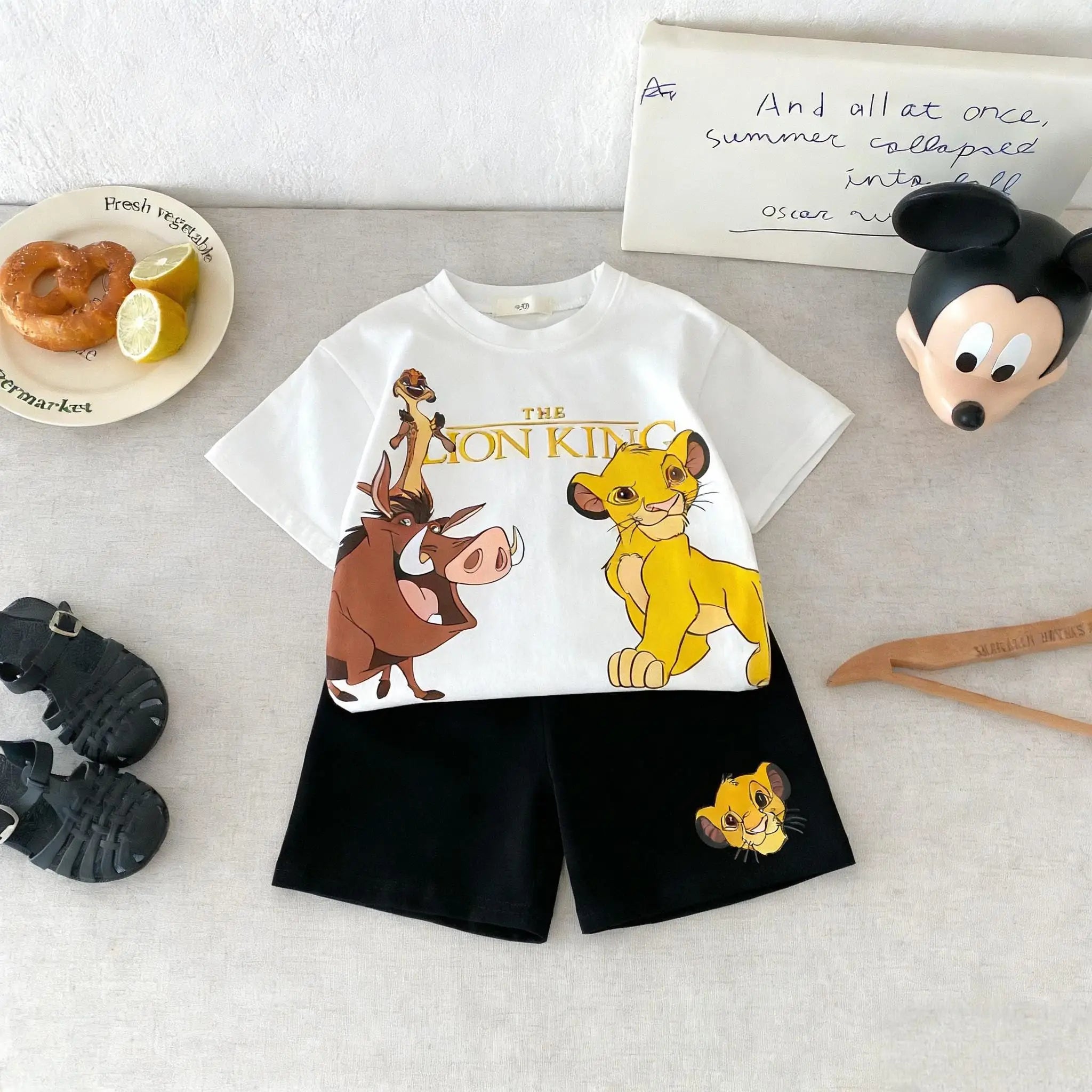 Kidsclick Boys’ Simba Cartoon T-Shirt & Shorts Set – Summer 2-Piece Outfit (Toddlers)