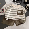 Kidsclick Kids’ Striped T-Shirt & Shorts Set – Summer 2-Piece Casual Outfit (Ages 0-5 Years)