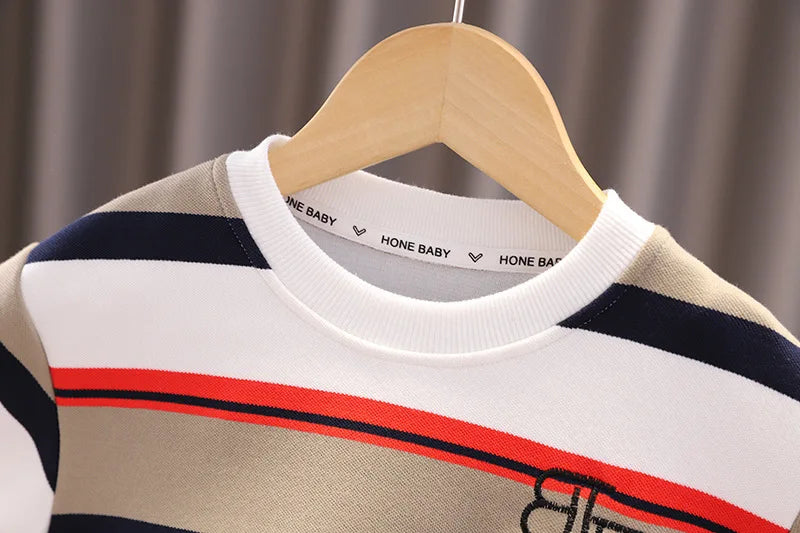 Kidsclick Toddler Boys’ 12-18 Months Christmas Two-Piece Outfit – Striped Long Sleeve Shirt & Pants Set