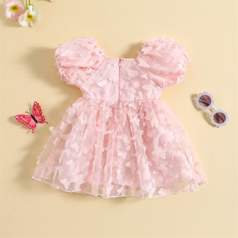 Kidsclick Baby Girl Butterfly Tulle Princess Dress – Puff Sleeve Summer Party Dress