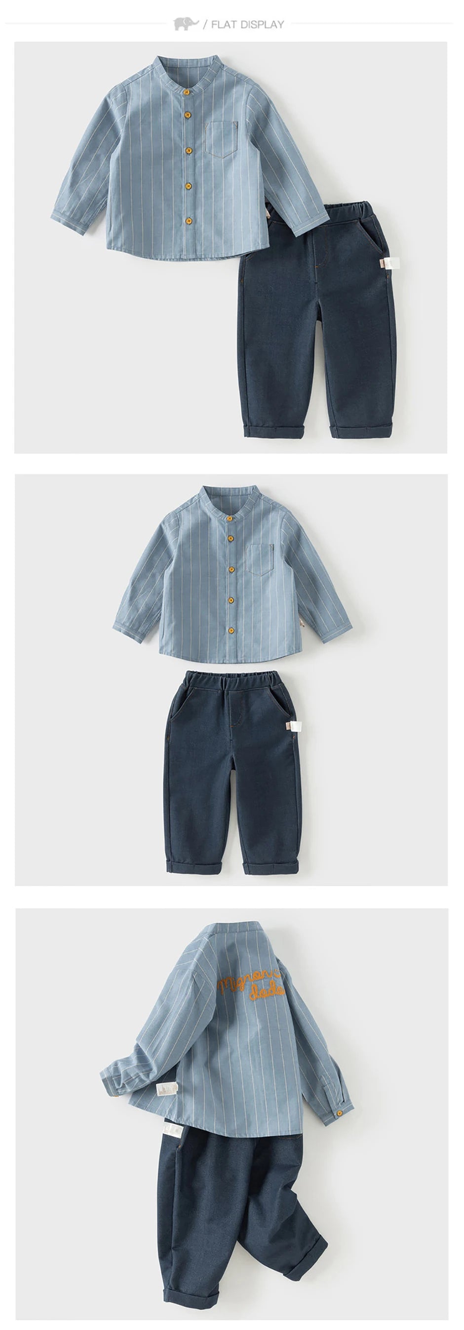 Kidsclick Boys’ Cotton Shirt & Pants Set – Spring 2-Piece Casual Outfit (Toddlers & Kids)