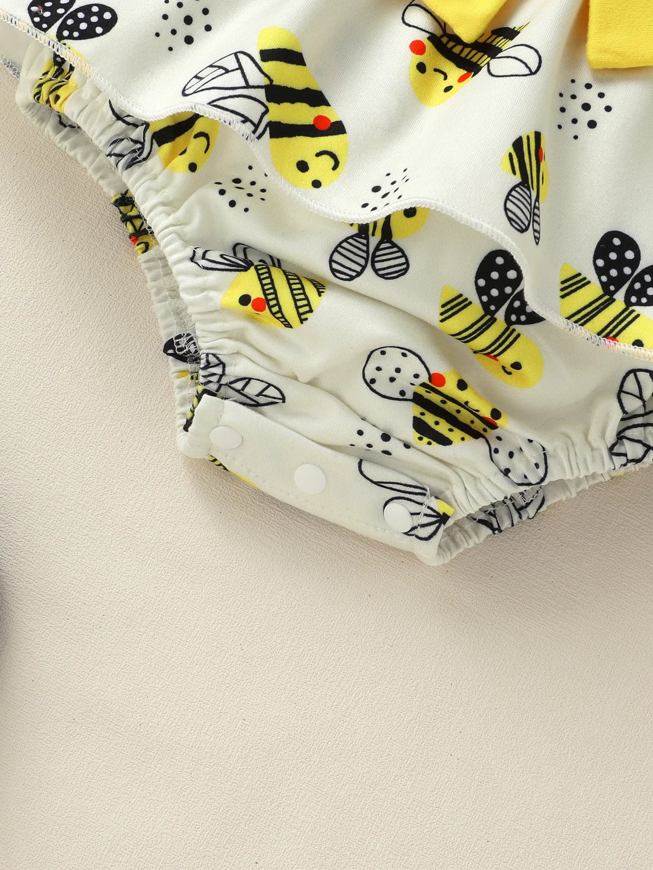 Kidsclick Baby Girls Bee Print Summer Romper – Flutter Sleeve Bow Cute Baby Outfit