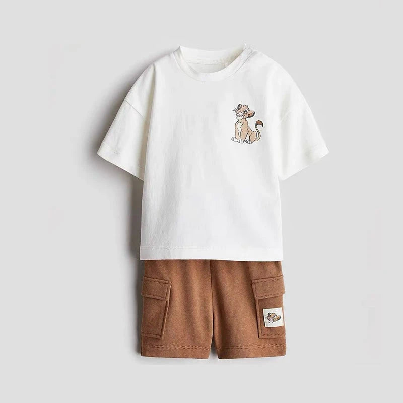 Kidsclick Boys’ Summer Cartoon T-Shirt & Shorts Set – Short Sleeve 2-Piece Casual Outfit