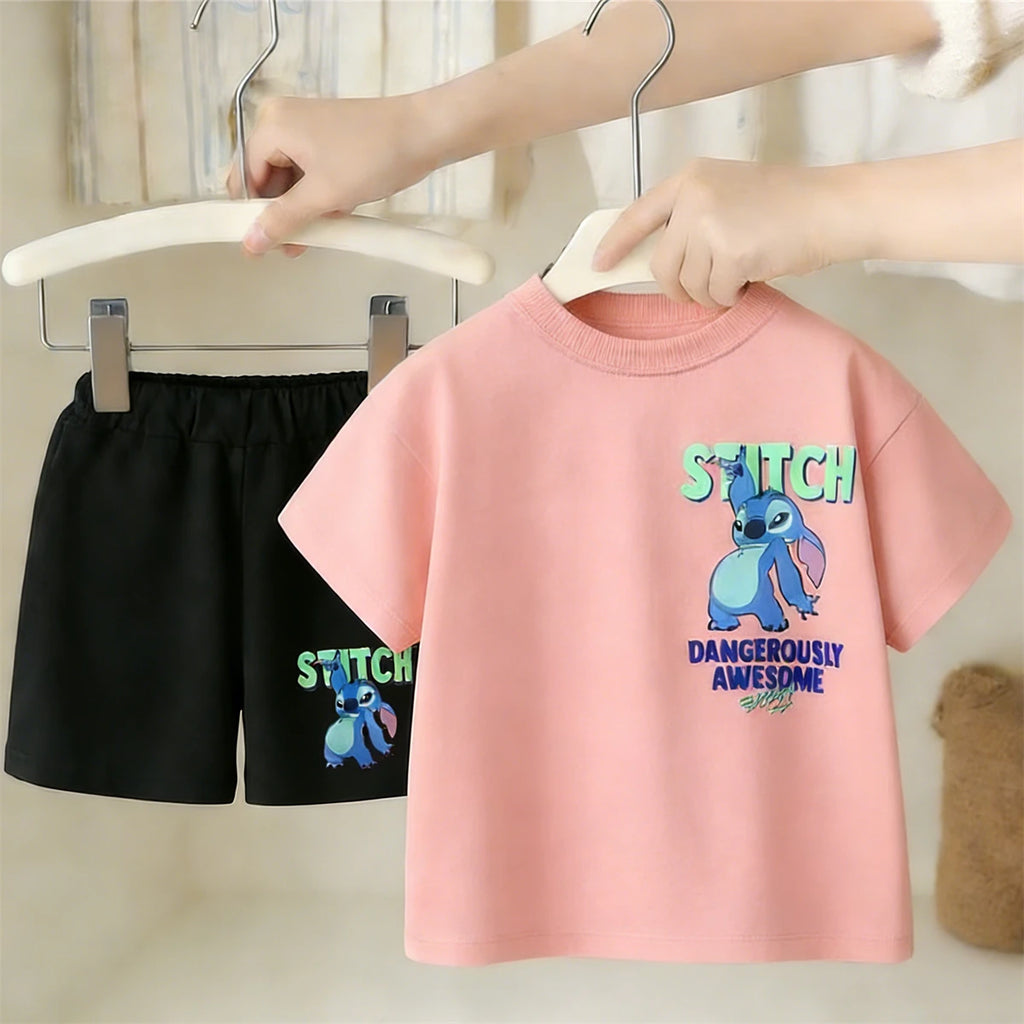 Kidsclick Kids’ Mickey Mouse T-Shirt & Shorts Set – Summer 2-Piece Outfit (Green Tee & Black Shorts)