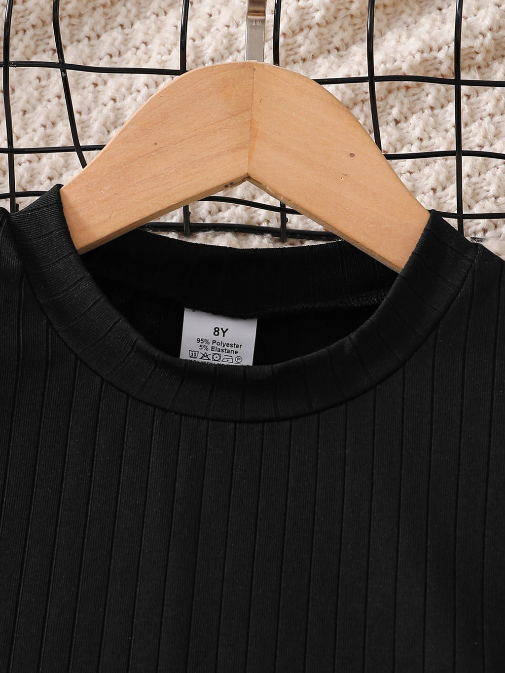 8-12Y Trendy Girls' Spring and Autumn Fashion Clothing Set: Girls' Solid Color Knitted Round Neck Flutter Sleeve Top + Pu Leather Pleated Skirt Set, Casual Daily Party Dress 2-Piece Set