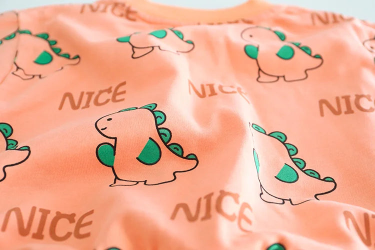 Kidsclick Kids’ Cartoon T-Shirt & Pants Set – Spring/Autumn 2-Piece Casual Outfit (Toddlers 1-5 Years)