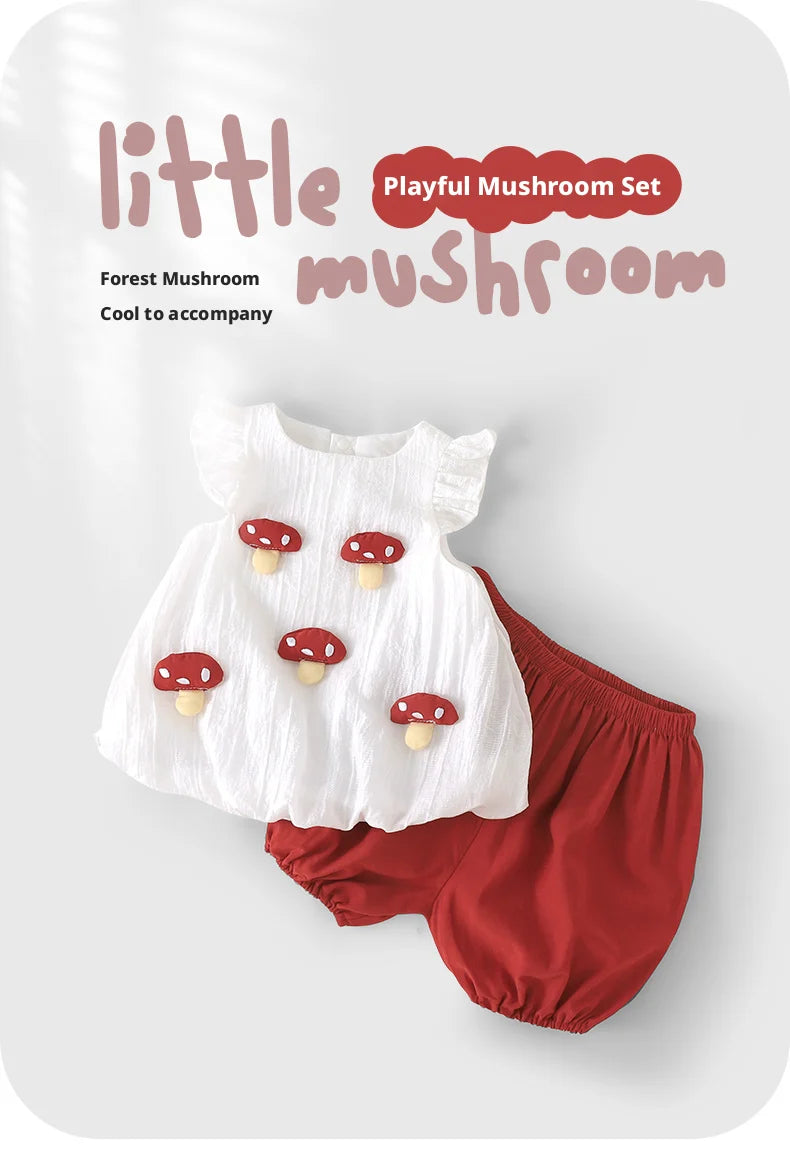 【Youqi】Chinese 0-2 Year Old Baby Girl Outfit Short-Sleeve Shorts Set New Style Baby Top Two-Piece Set Children's Fashionable Outfit