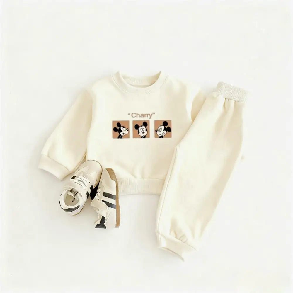 Kidsclick Boys’ Green Cartoon Hoodie & Sweatpants Set – Autumn Two-Piece Tracksuit