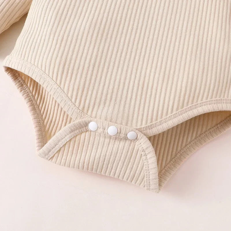 Toddler Newborn Baby Girl Clothes Set Long Sleeve Knitting Top Bodysuit Printed Love Heart Pants Headband Outfit