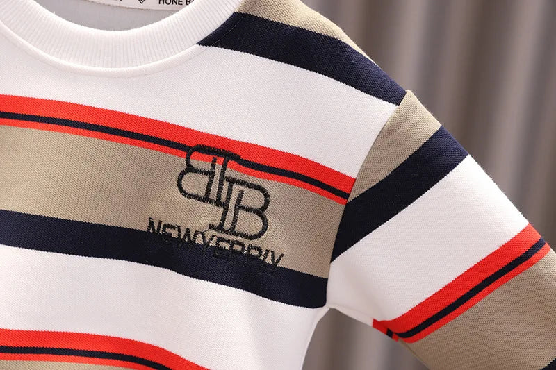 Kidsclick Toddler Boys’ 12-18 Months Christmas Two-Piece Outfit – Striped Long Sleeve Shirt & Pants Set