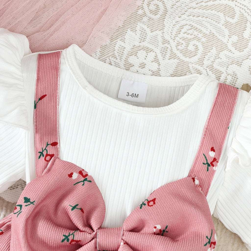 Kidsclick 2-Piece Baby Girl Summer Dress Set – Floral Dress with Large Bow & Headband for 0-24 Months