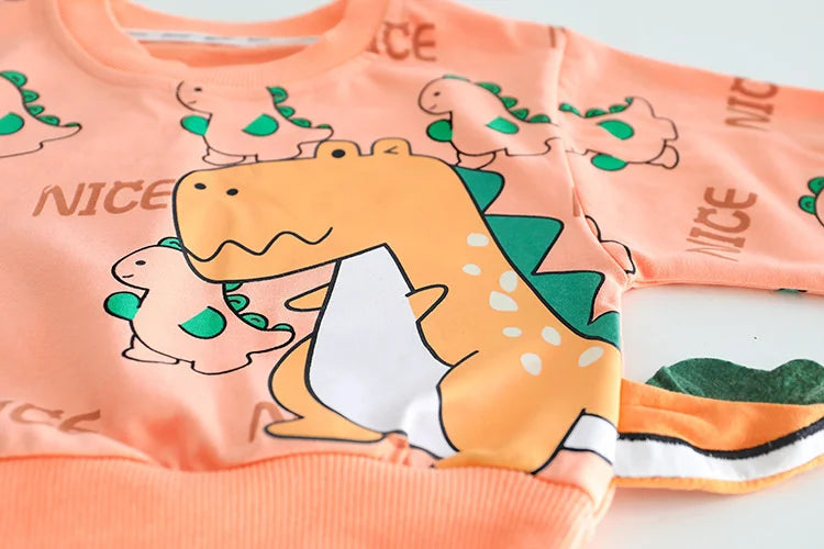 Kidsclick Kids’ Cartoon T-Shirt & Pants Set – Spring/Autumn 2-Piece Casual Outfit (Toddlers 1-5 Years)